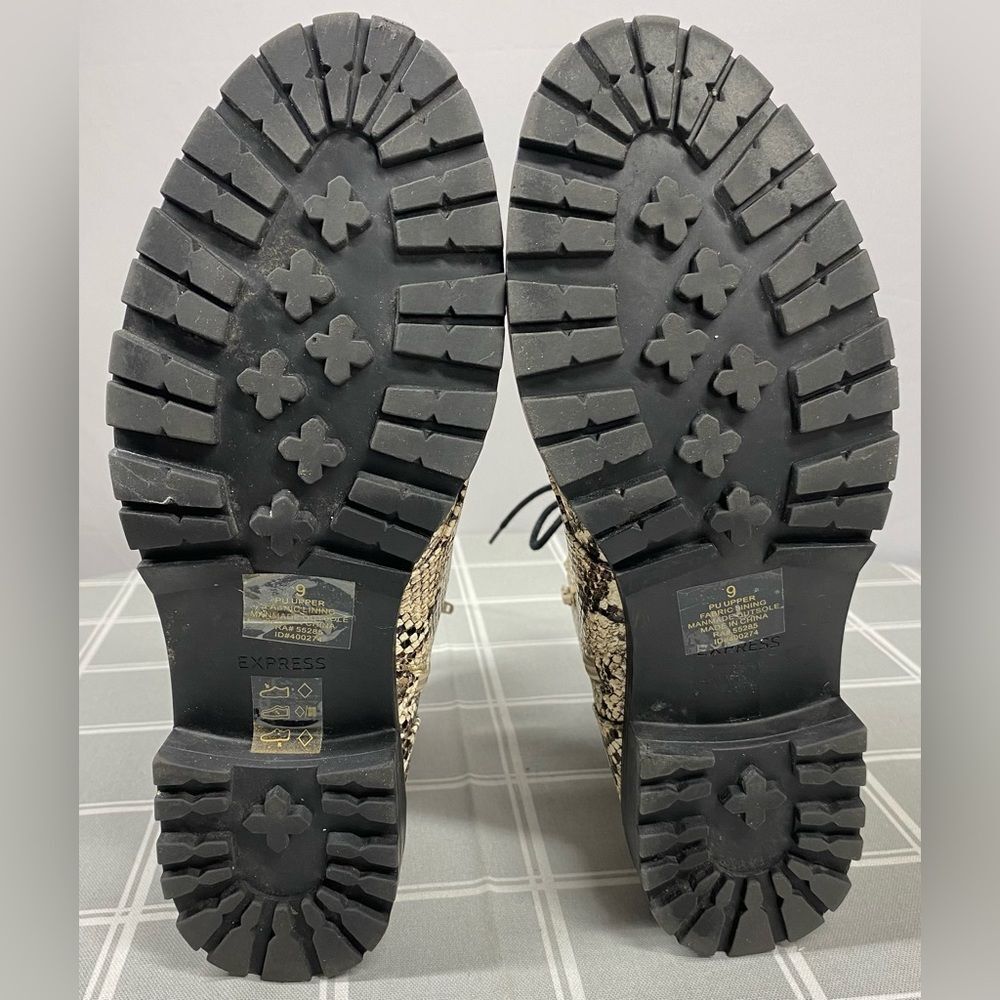 Express Snakeskin Print Combat Boot Side Zip Rhin… - image 8